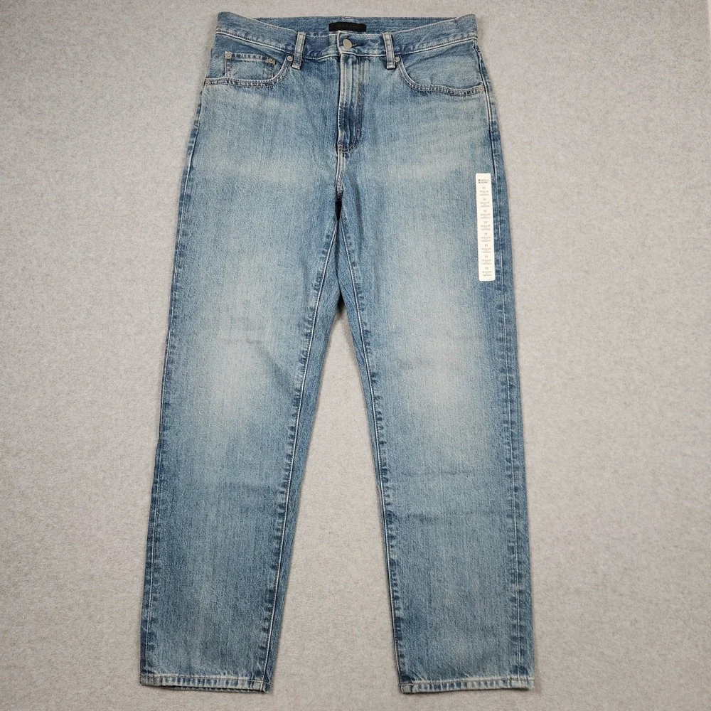 Uniqlo Jeans Mens 33x30 Blue Tapered Regular Fit Denim Light Wash NEW